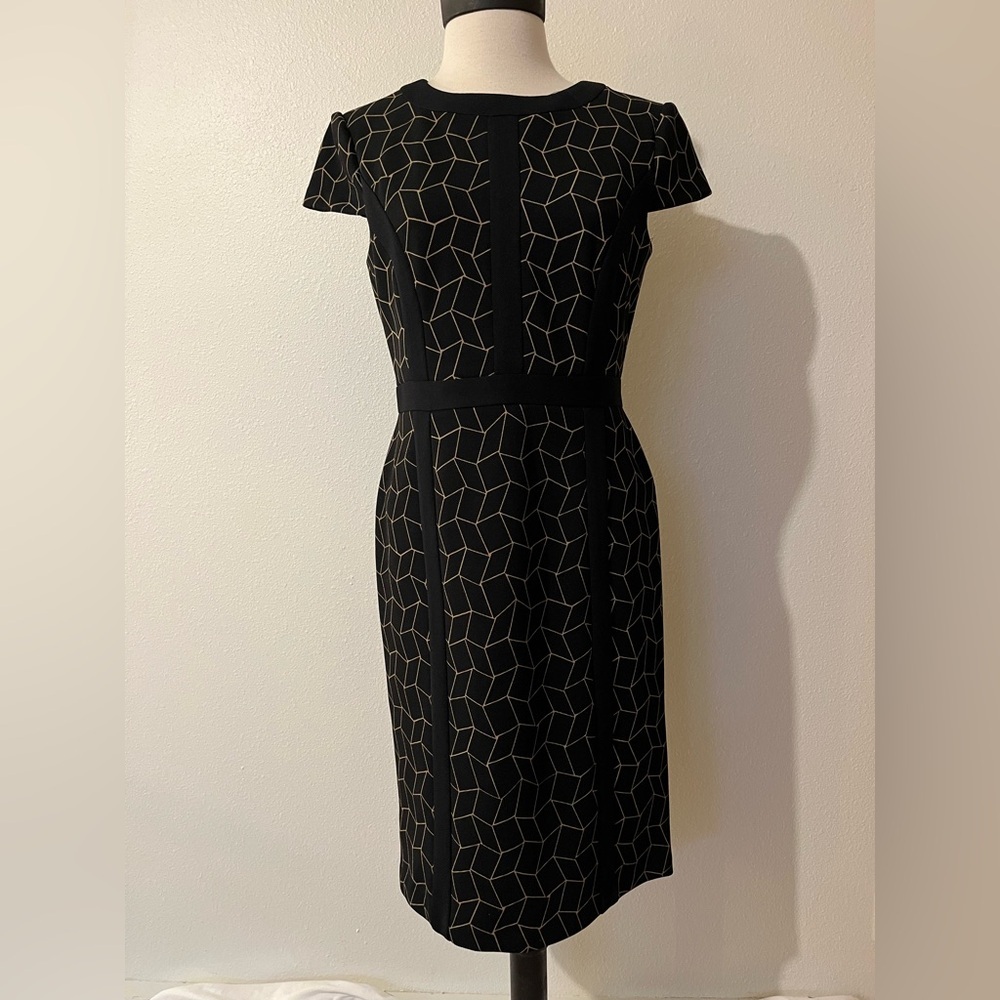 Black and tan Geometric Midi Dress, women’s size 10